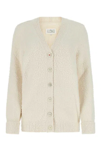 Maison Margiela Ivory Cotton Blend Oversize Cardigan In Neutral