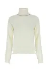 Maison Margiela White High Neck Sweater With Contrasting Stitching In White