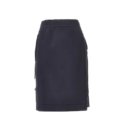 Maison Margiela L-blend Skirt With Satin Panel In Blue