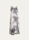 MAISON MARGIELA LACE TRIM ABSTRACT-PRINT MIDI SLIP DRESS