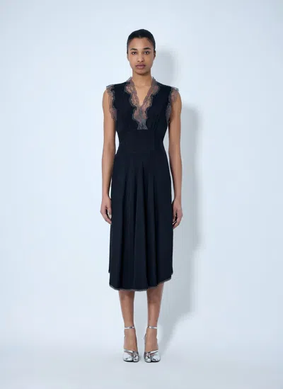 Maison Margiela Lace Trim Midi Dress In Black
