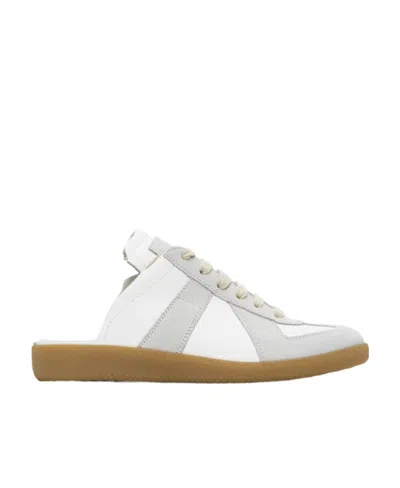 Maison Margiela Lace-up Panelled Slippers In White