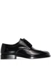 Maison Margiela Refined Black Leather Derby Shoes With Tabi Detail In Black