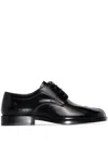 Maison Margiela Refined Black Leather Derby Shoes With Tabi Detail In Black