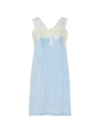 Maison Margiela Lace-trim Mini Dress In Blue
