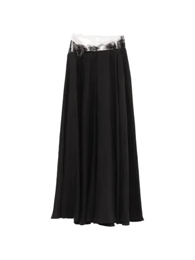 Maison Margiela Lace-trim Pleated Skirt In Black