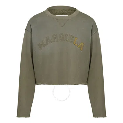 MAISON MARGIELA MAISON MARGIELA LADIES OLIVE LOGO-PRINT CROPPED SWEATSHIRT
