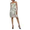 Maison Margiela Midi Dress With Metallic Finish And Draped Detail In Gray