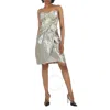 Maison Margiela Midi Dress With Metallic Finish And Draped Detail In Silver Tone