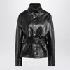 Maison Margiela Black Laminated Cotton Belted Jacket In Black