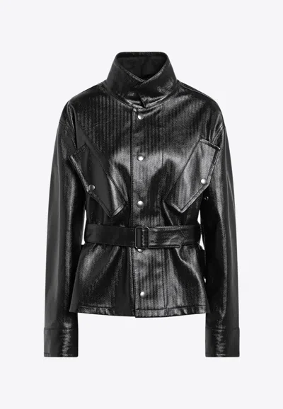 Maison Margiela Laminated High-neck Jacket In Black