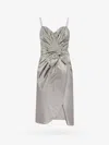 Maison Margiela Midi Dress With Metallic Finish And Draped Detail