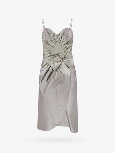 MAISON MARGIELA LAMINTED COTTON DRESS WITH FRONTAL BOW