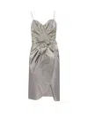 Maison Margiela Midi Dress With Metallic Finish And Draped Detail In Gray
