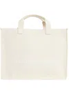 Maison Margiela Cotton Tote Bag Leather Handles In White