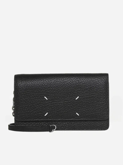 Maison Margiela Large Leather Chain Wallet Bag In Black