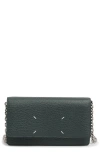 Maison Margiela Large Leather Wallet On A Chain In Green