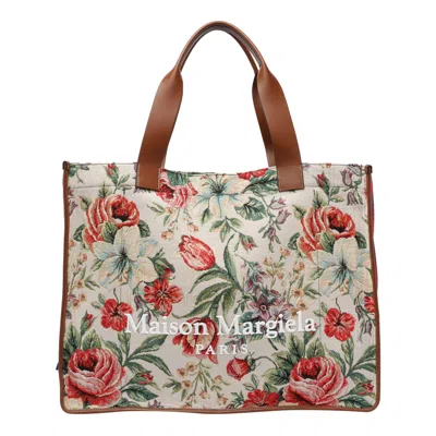 Maison Margiela Cabas Shopping Bag Large Unisex Ivory Floral In Multicolour