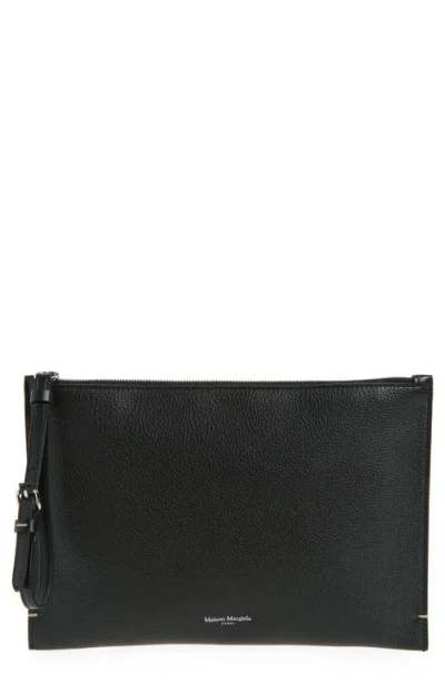 Maison Margiela Large Mm4 Leather Wristlet Pouch
