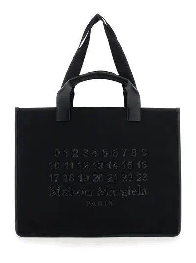 Maison Margiela Large Tote Bag With Textured Finish In Black