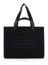 Maison Margiela Black Shopper Bag With Logo Applied On The Front In Cotton And Fabric Blend Woman In Black