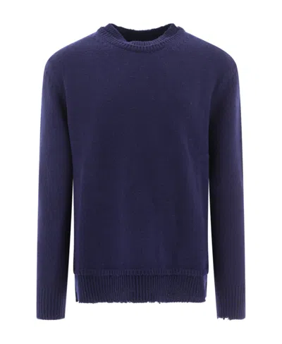 Maison Margiela Layered Collar Knit Jumper In Blue