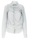 Maison Margiela Layered Shirt With Chest Pocket And Peplum Hem In Blue