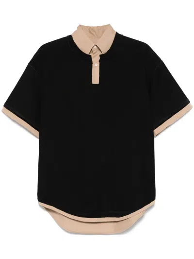 Maison Margiela Layered-effect Polo Shirt In Black