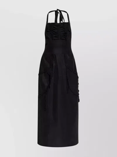 Maison Margiela Layered Halterneck Overdress Ruffled Detailing In Black