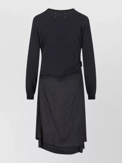 Maison Margiela Layered Knee Length Dress Long Sleeves In Black