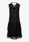 Maison Margiela Layered Lace And Sheer Dress In Black