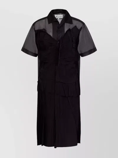 MAISON MARGIELA LAYERED MESH MIDI DRESS WITH PLEAT DETAILING