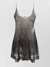 Maison Margiela Layered Metallic Playsuit With Sheer Spaghetti Straps