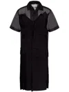 Maison Margiela Womens Mesh-panels Short-sleeves Woven Midi Dress Black And Black