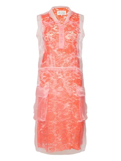 Maison Margiela Layered Midi Dress In Orange