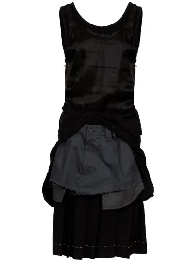 Maison Margiela Layered Midi Dress In Black