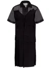 Maison Margiela Womens Mesh-panels Short-sleeves Woven Midi Dress Black And Black In Black