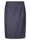 Maison Margiela Layered Midi Skirt With Rear Zipper In Blue