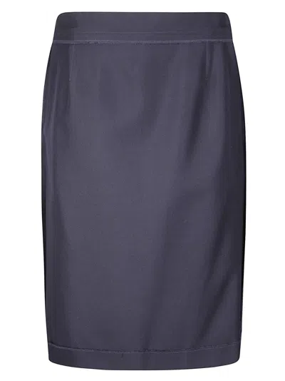 Maison Margiela Layered Midi Skirt With Rear Zipper In Blue