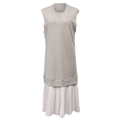 Maison Margiela Layered Midi Sleeveless Sweater Dress In Grey Cotton