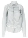 Maison Margiela Layered Shirt With Chest Pocket And Peplum Hem In Blue