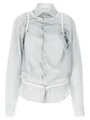 Maison Margiela Layered Shirt With Chest Pocket And Peplum Hem In Light Blue
