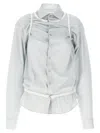 Maison Margiela Layered Shirt With Chest Pocket And Peplum Hem In Light Blue