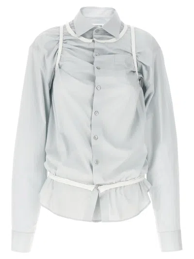Maison Margiela Layered Shirt With Chest Pocket And Peplum Hem In Blue