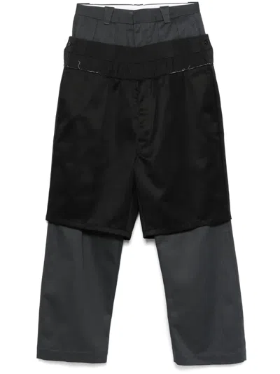 Maison Margiela Layered Trousers In Black