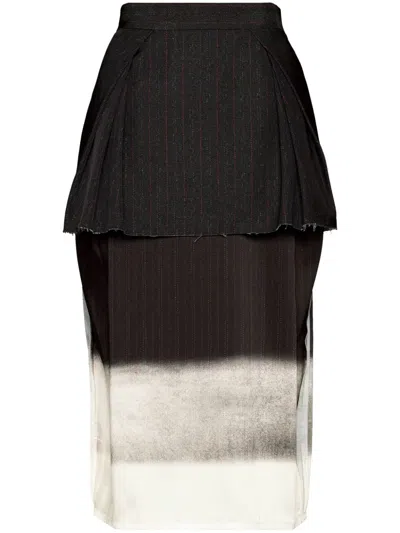 Maison Margiela Layered Twill Skirt In Black