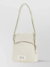 MAISON MARGIELA LEATHER AND FABRIC BUCKET BAG WITH ADJUSTABLE STRAP