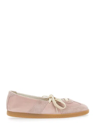 Maison Margiela Leather And Suede Low-top Lace-up Sneaker For Women In Pink