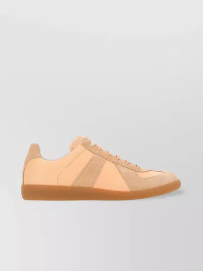 Maison Margiela Leather And Suede Replica Sneakers In Beige