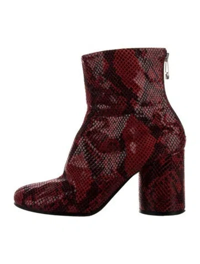 Pre-owned Maison Margiela Leather Animal Print Boots In Red